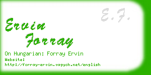 ervin forray business card